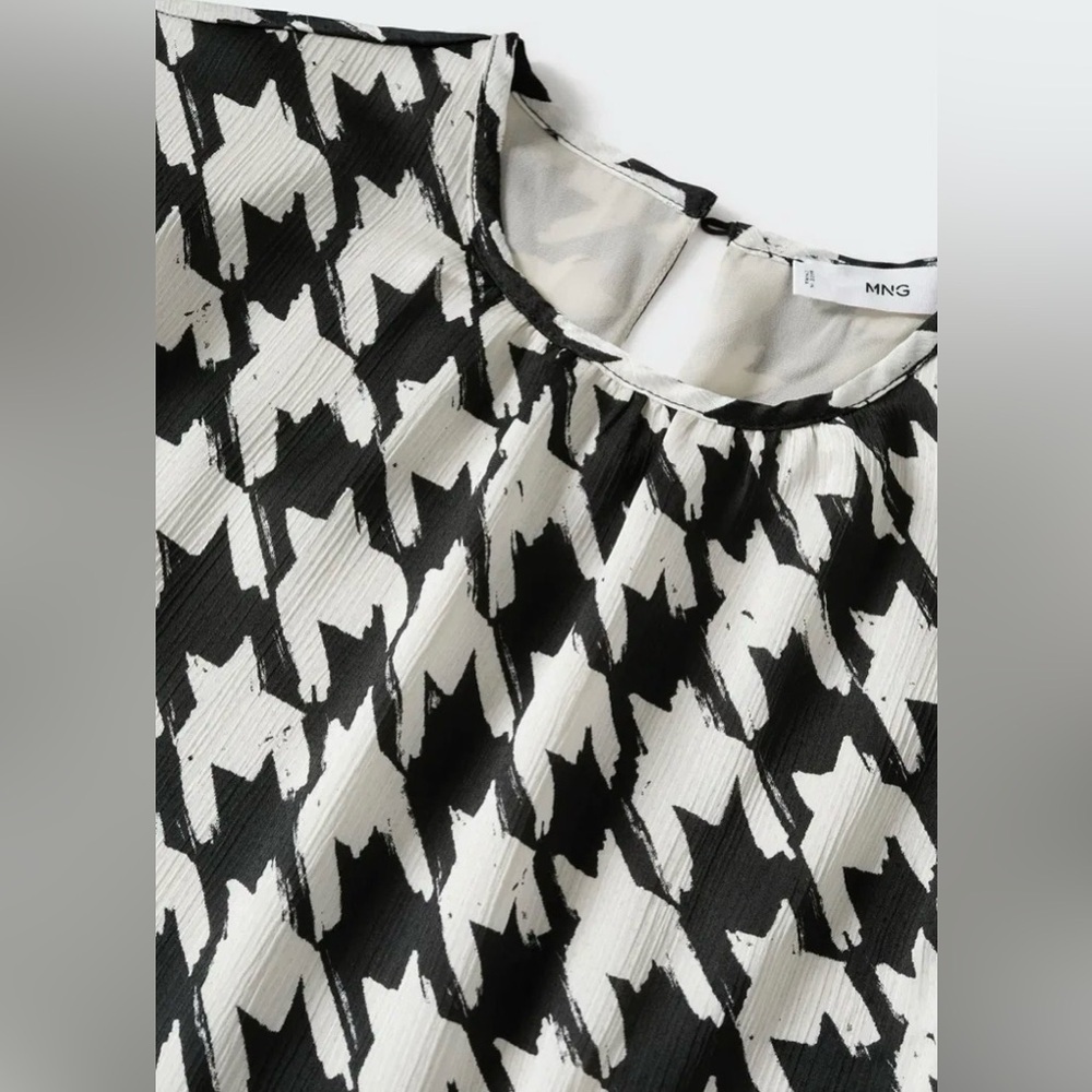 MANGO Committed Houndstooth Mini Dress Size 6 Long Sleeve Lined NWT - Picture 5 of 5